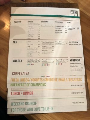 The paper menu at Tribe Organic - Solana Center in Beijing