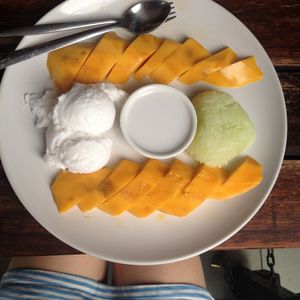 sticky rice with mango and coconut ice cream (the best!!) at Taste from Heaven in Chiang Mai
