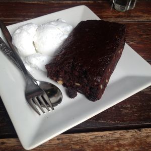 vegan brownie with coconut ice cream at Taste from Heaven in Chiang Mai