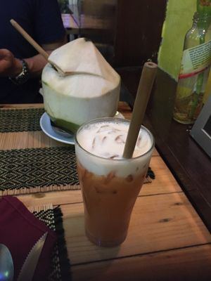 Coconut milk and Thai iced tea at Taste from Heaven in Chiang Mai