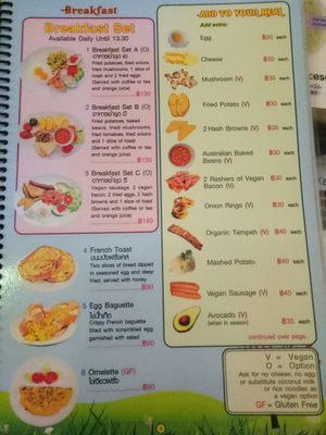 Menu at Taste from Heaven in Chiang Mai