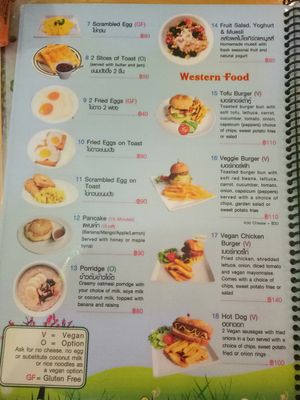 Menu at Taste from Heaven in Chiang Mai
