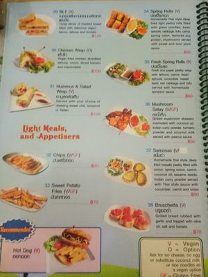 Menu at Taste from Heaven in Chiang Mai