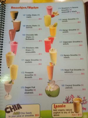 Menu at Taste from Heaven in Chiang Mai