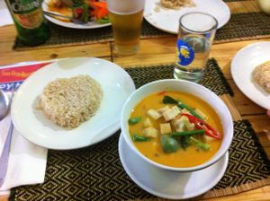 Yellow curry with brown rice at Taste from Heaven in Chiang Mai