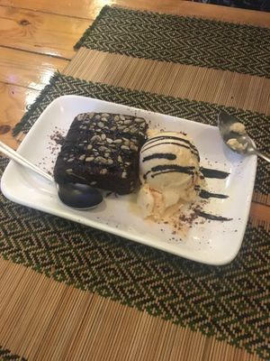 Vegan brownie and ice cream  at Taste from Heaven in Chiang Mai