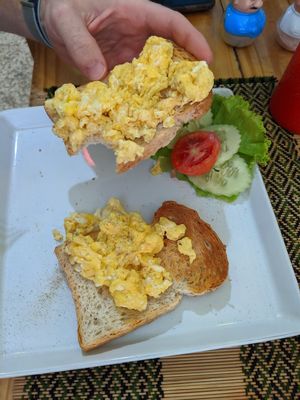 Eggs on toast at Taste from Heaven in Chiang Mai