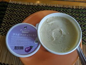 Eggplant ice cream at Taste from Heaven in Chiang Mai
