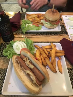 Hot dog / chicken burger and sweet potato  at Taste from Heaven in Chiang Mai