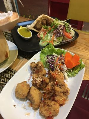 Falafel Pitta pocket and Spicy Cauliflower wings at Taste from Heaven in Chiang Mai