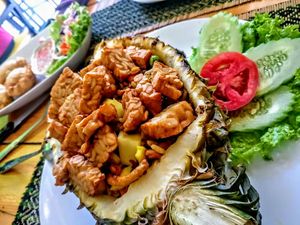 Stir fried in pineapple with tempeh  at Taste from Heaven in Chiang Mai