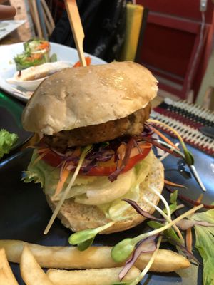 Mushroom burger at Taste from Heaven in Chiang Mai