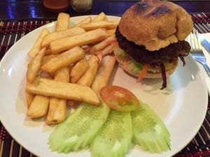 Veggie burger, 100 baht at Taste from Heaven in Chiang Mai
