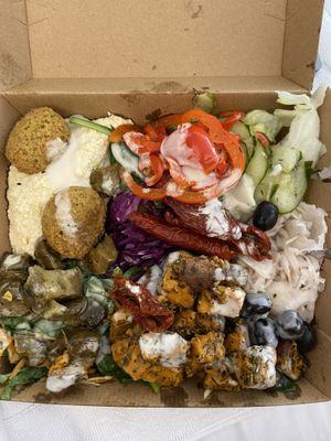 Vegan mezze meal  at Falafel Corner in Cardiff