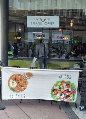 Outside Falafel Corner at Falafel Corner in Cardiff