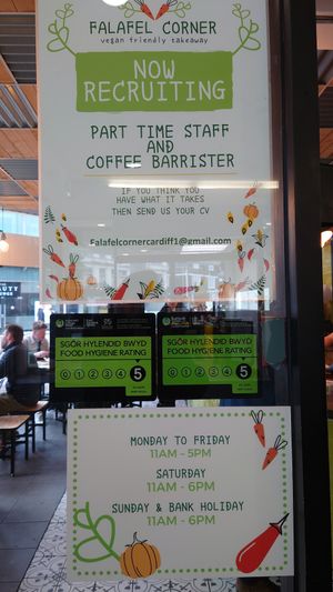 Opening hours at Falafel Corner in Cardiff
