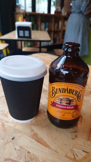 Ginger beer and hot cocoa at Falafel Corner in Cardiff