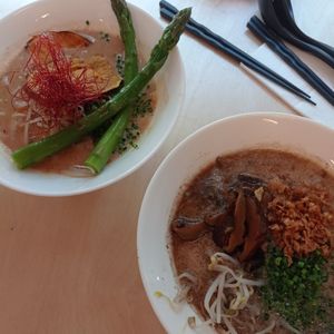 Spicy Miso ramen, Creamy shio ramen at Vegan Ramen Shop - Mokotów in Warsaw
