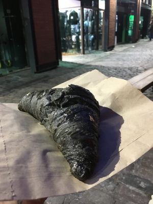 Charcoal Crossaint  at Nora and Nama in North West London