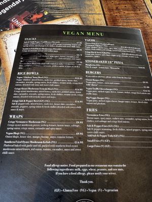 Menu  at The Oakwood in Glossop