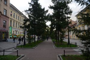Pedestrian street where the restaurant is located at Troitskiy Most - Liniya in St Petersburg