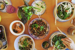 Middle: Hu Tieu Xao, a spicy noodle stir-fry at Cong Tu Bot in Portland
