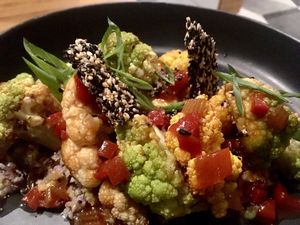 Kung pao cauliflower with sesame brittle  at Althea in Chicago