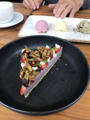Strawberry cheesecake, and ice cream trio: strawberry, pineapple, mint chip at Althea in Chicago