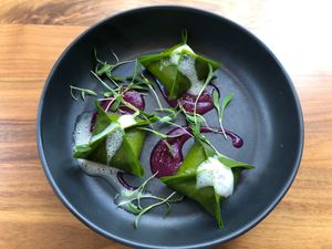 Great starter - the kimchi dumpling was light and tasty  at Althea in Chicago