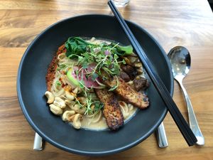 This dish - spicy udon was full of flavours and it was good till the last drop of the broth  at Althea in Chicago