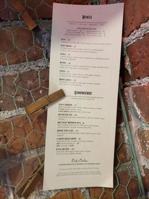 Menu at Restoration Cafe in Manchester