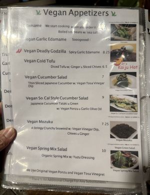 Vegan Appetizer Menu  at Honda in Torrance