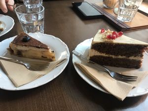 Peanut and banana, carrot cheesecakes  at Vila Machů in Koprivnice