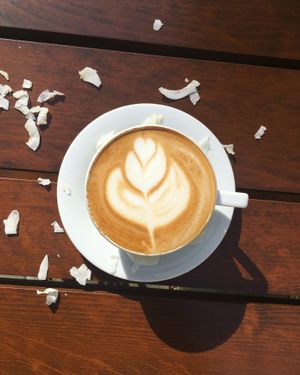 Café Latte with coconut milk   at Vila Machů in Koprivnice