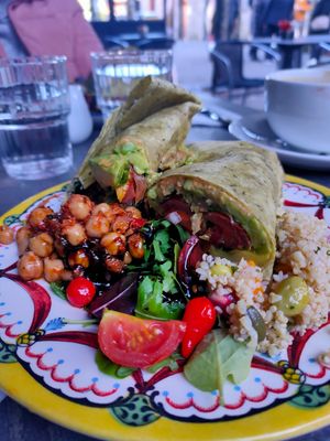Falafel wrap (ask for vegan option without tzatziki) at The Yard Cafe in Kilkenny