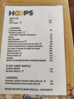 Menu at HOOPS in Mandrem