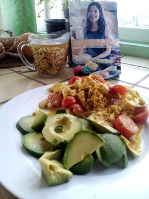 Awesome curried tofu scramble at Divine Grace Healing Retreats in Reno