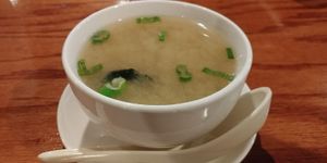 Miso soup (no fish sauce) at Fancy Sushi Asian Fusion in Surf City