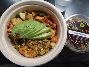 vegan 3Sixty bowl and vegan egg salad at Delicious Raw Kitchen and Juice Bar - Pine Ridge Rd in Naples