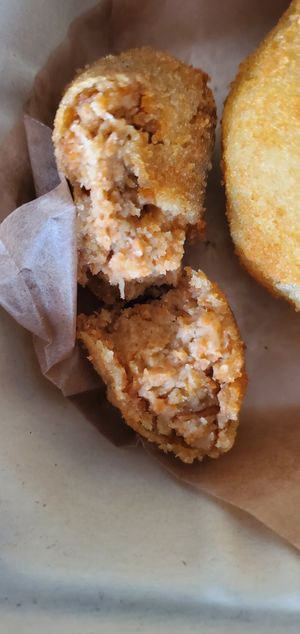 Ham croqueta 😍 (tastes better than it looks) at Vegan Cuban Cuisine in Miami