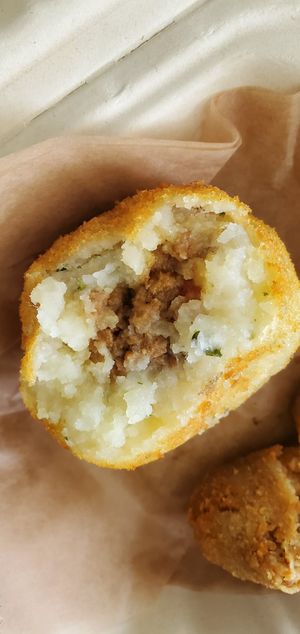 Papa Rellena (stuffed potato ball) at Vegan Cuban Cuisine in Miami