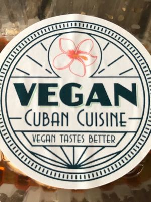 We ate the fabulous flan too fast, but here’s the label. 😂  at Vegan Cuban Cuisine in Miami