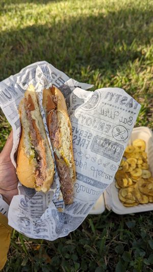 Cuban sandwich with plantain chips #Veganuary at Vegan Cuban Cuisine in Miami