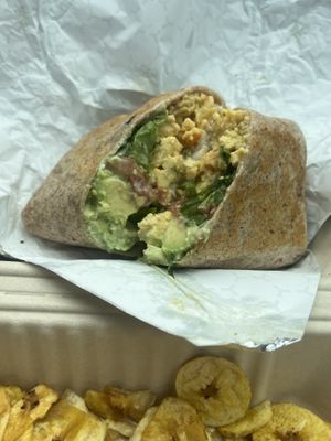 breakfast burrito with added onion & avo    at Vegan Cuban Cuisine in Miami