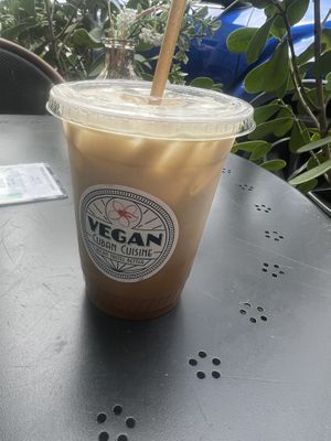 iced cafe con leche    at Vegan Cuban Cuisine in Miami