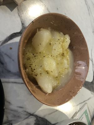 Fried yuquitas (gf) - gluten allergy, garlic cilantro sauce  at Vegan Cuban Cuisine in Miami