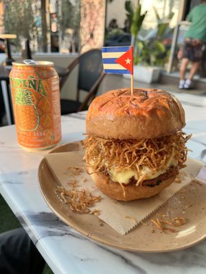 Cuban burger   at Vegan Cuban Cuisine in Miami