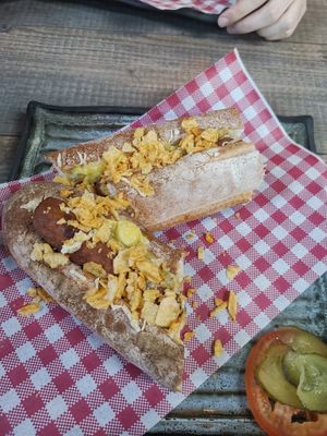 Vegan hotdog at Shiraz Persian Restaurant + Bar in Surfers Paradise