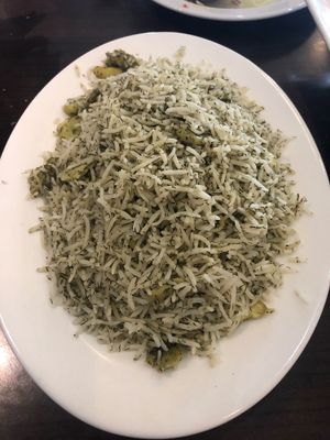 Green rice at Shiraz Persian Restaurant + Bar in Surfers Paradise