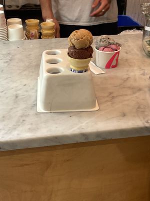Banana bread and chocolate coconut scoops size small  at Bi-Rite Creamery in San Francisco